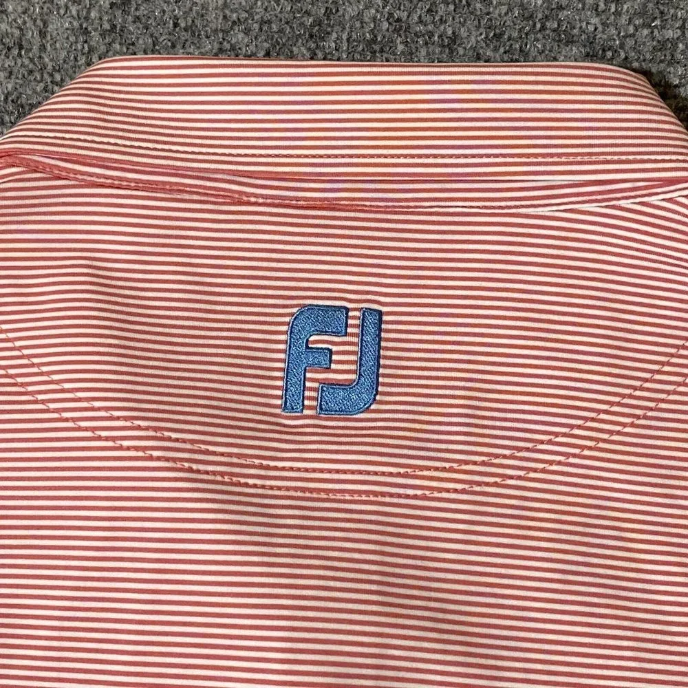 Footjoy Polo Golf Shirt Mens XL Salmon Short Sleeve Poly Stretch - Picture 4 of 10